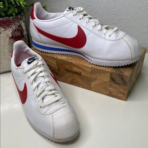 Nike Classic Cortez Leather Forrest Gump White Red Blue 807471 103 Women's SZ 12